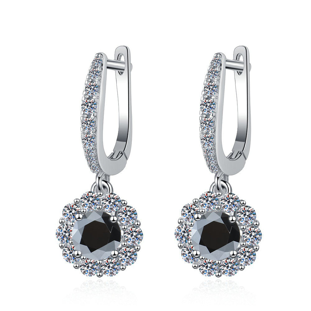 Damen Ohrhänger mit glitzernden Kristallen und rotem Design Shop Nory