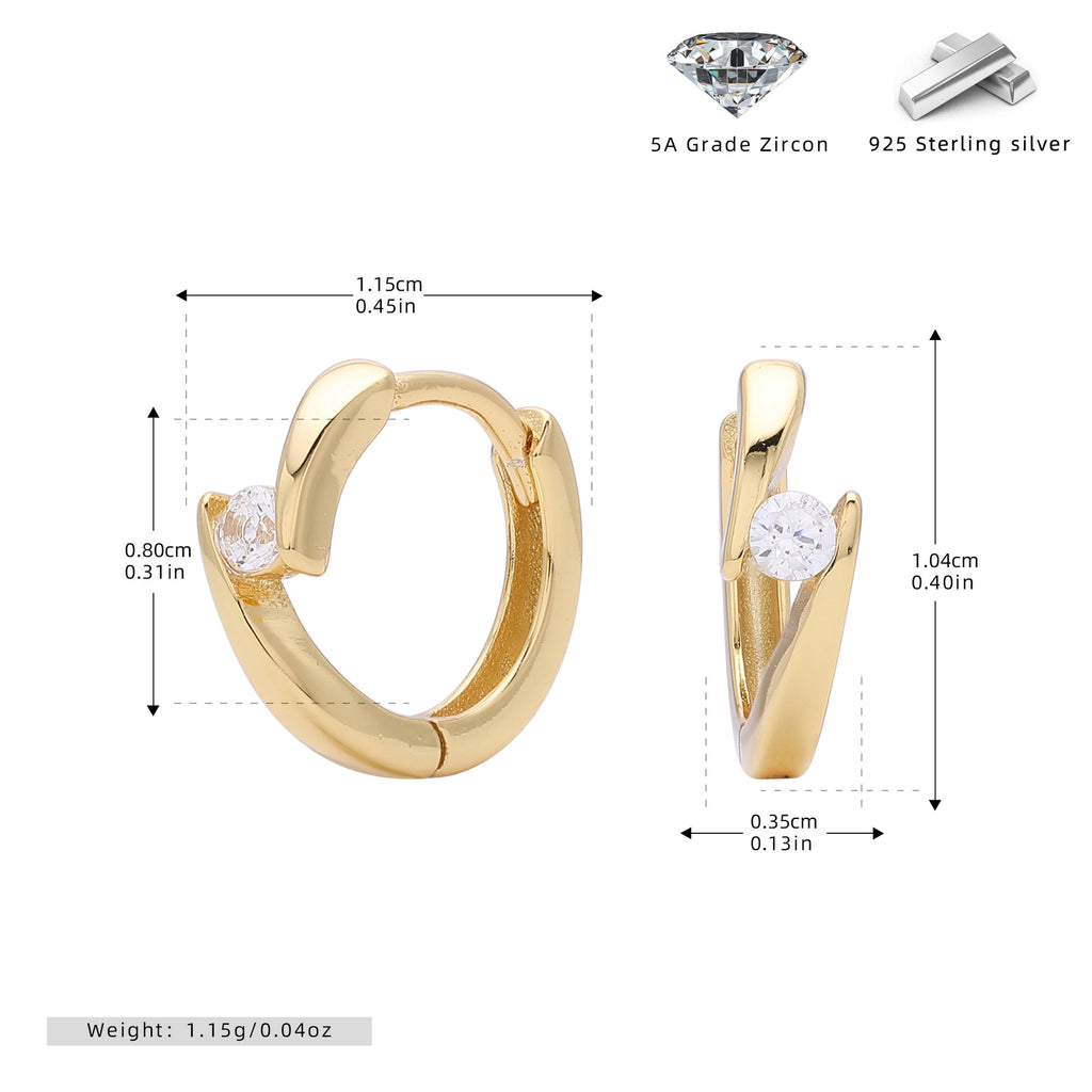 Damen Ohrhänger mit elegantem geschwungenem Design und funkelndem Zirkon Shop Nory