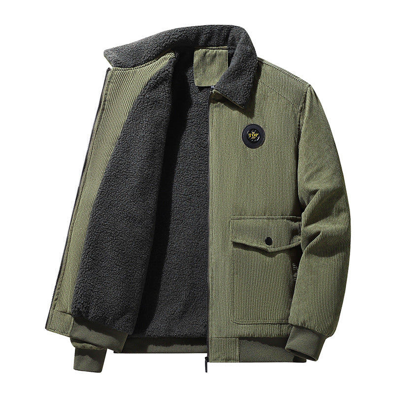 Herren Cord-Blouson mit Teddyfutter, Pattentaschen und Stehkragen Shop Nory