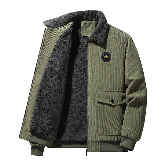 Herren Cord-Blouson mit Teddyfutter, Pattentaschen und Stehkragen Shop Nory