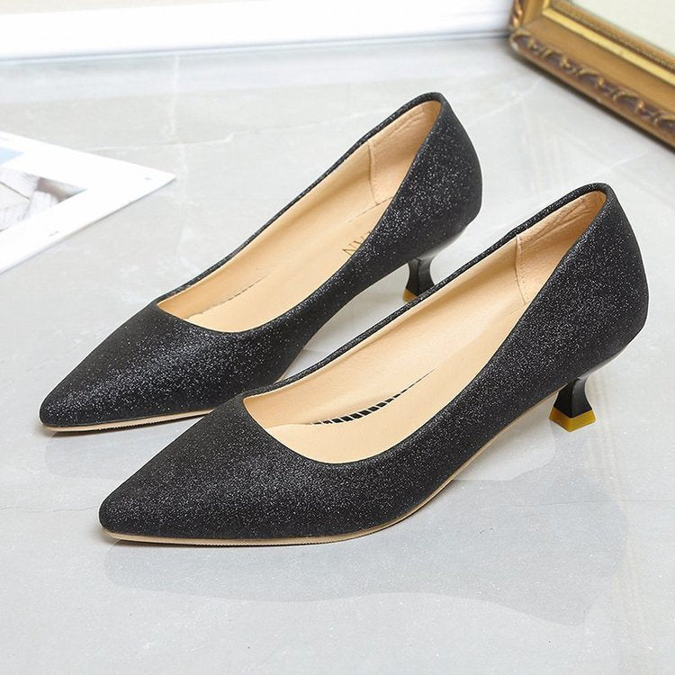 Damen schimmernde Pumps mit elegantem Blockabsatz
