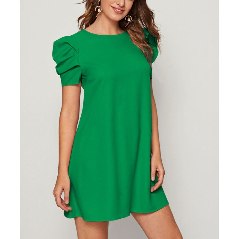 Damen Kurzärmeliges Minikleid mit Puffärmeln und A-Linie