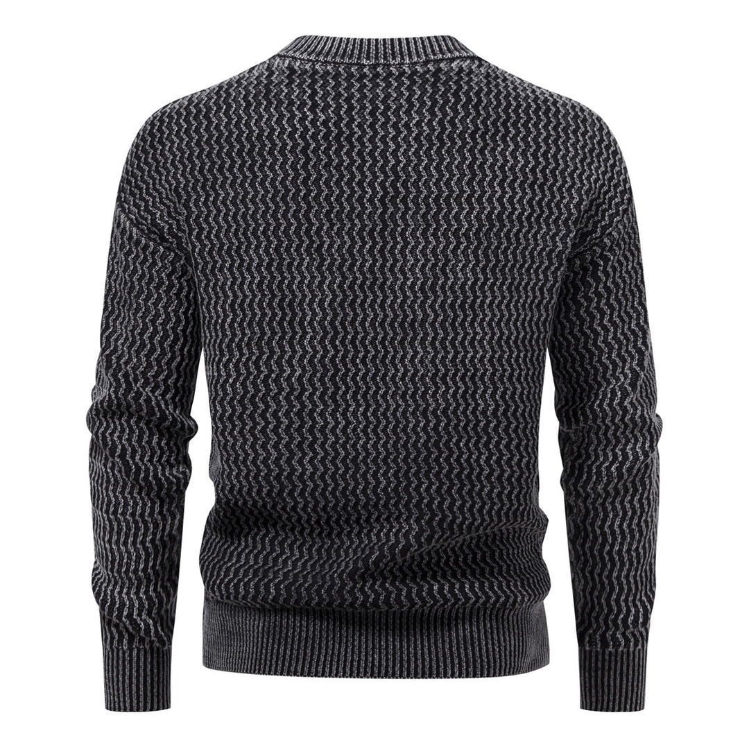 Herren Strukturierter Feinstrick-Pullover mit Stehkragen und Zickzackmuster Shop Nory