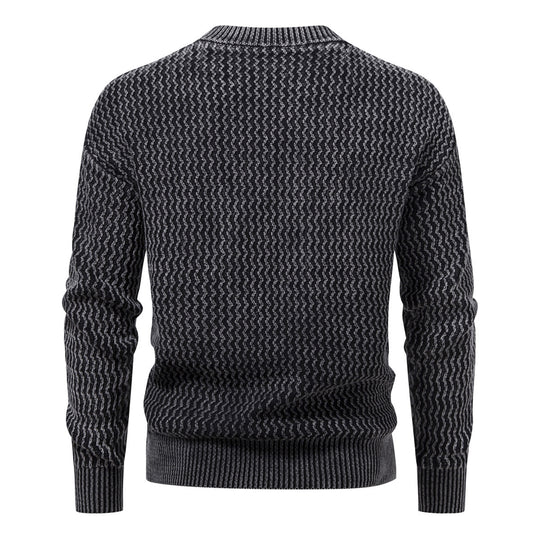 Herren Strukturierter Feinstrick-Pullover mit Stehkragen und Zickzackmuster Shop Nory