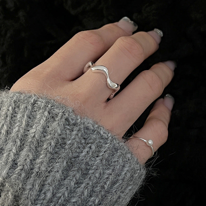 Damen Offener Ring mit verspieltem Wellen-Design Shop Nory