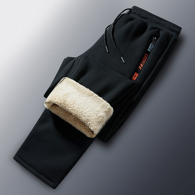 Herren Winterliche Fleece-Jogginghose mit Teddyfutter, elastischem Bund und Reißverschlusstaschen Shop Nory