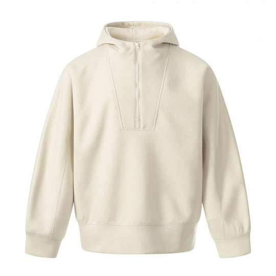 Herren Boxy-Kapuzenpullover mit halbem Reißverschluss, verstärkter Blende und cleanem Minimaldesign Shop Nory