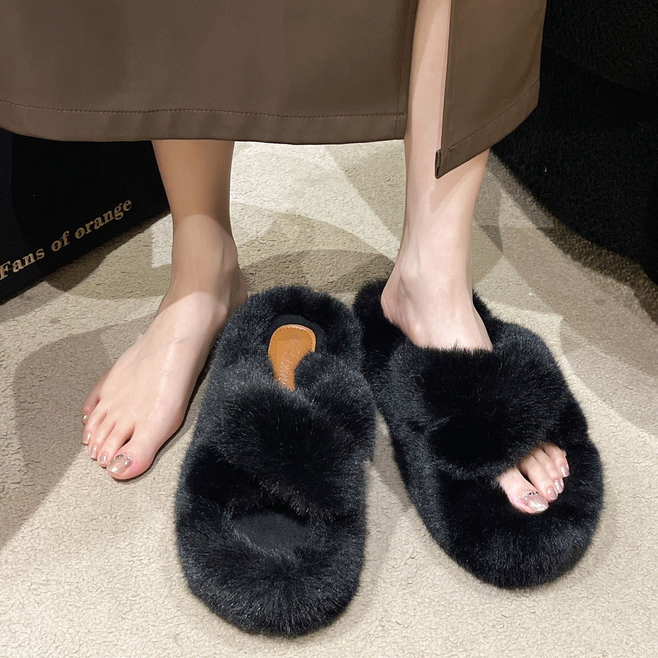 Damen Flauschige Fleece-Pantoletten mit weichem Innenfutter und modernem Design