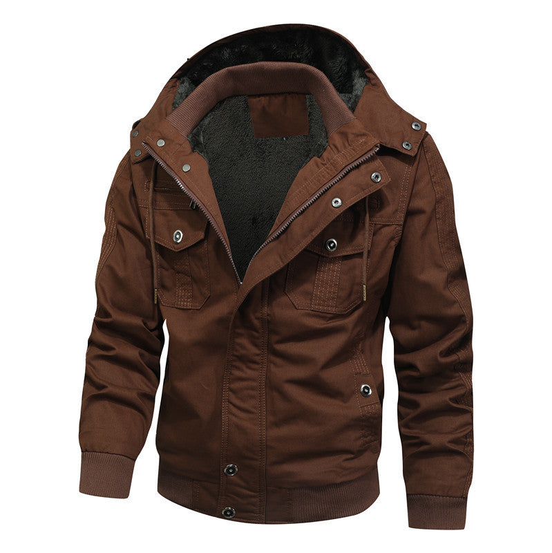 Herren Kapuzen-Canvasjacke mit Teddyfutter und Utility-Taschen Shop Nory