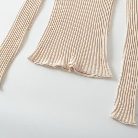 Damen Figurbetontes geripptes Langarm-Feinstrickshirt mit Henley-Knopfleiste Shop Nory