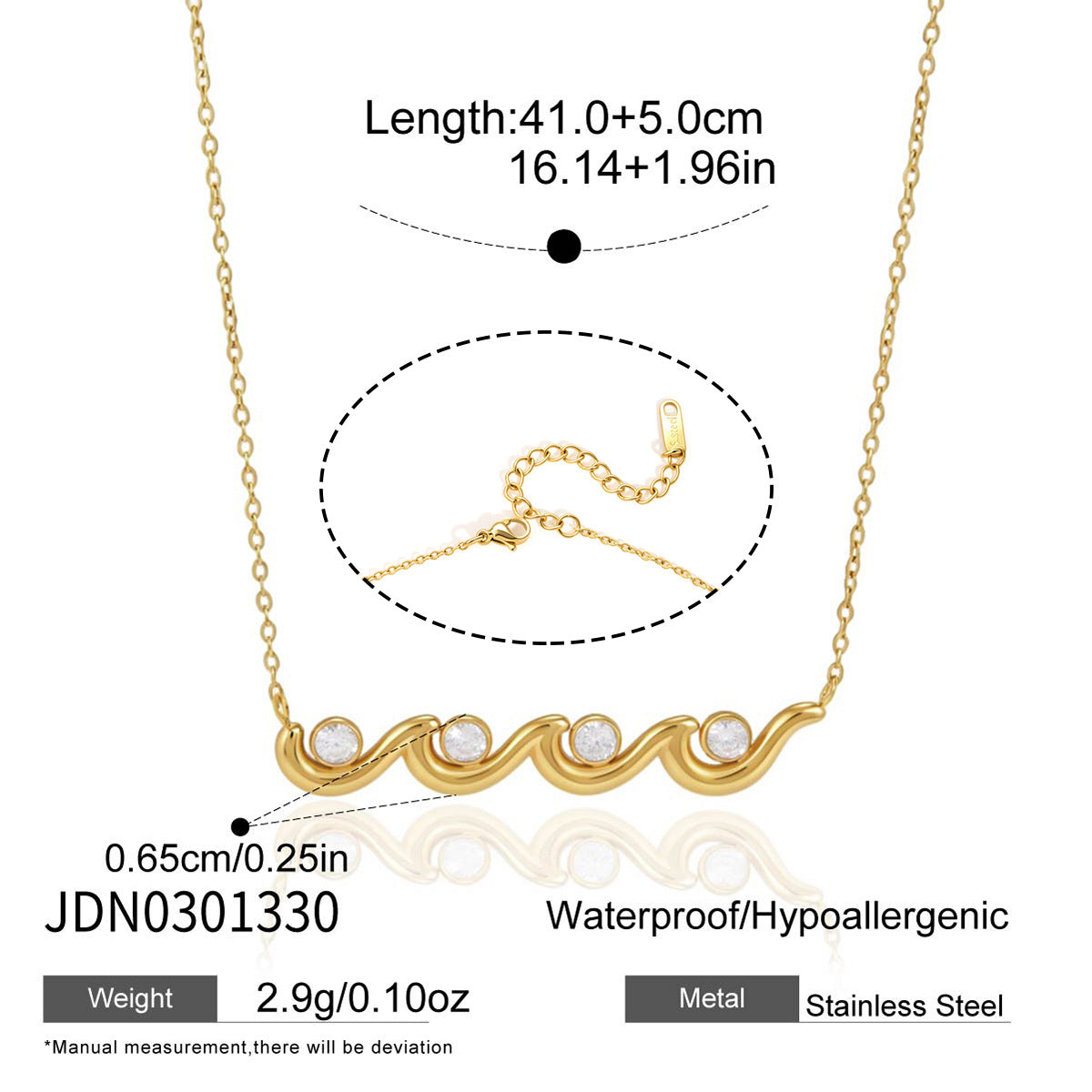 Damen Halskette mit wellenförmigem Design und funkelnden Zirkonia-Akzenten Shop Nory
