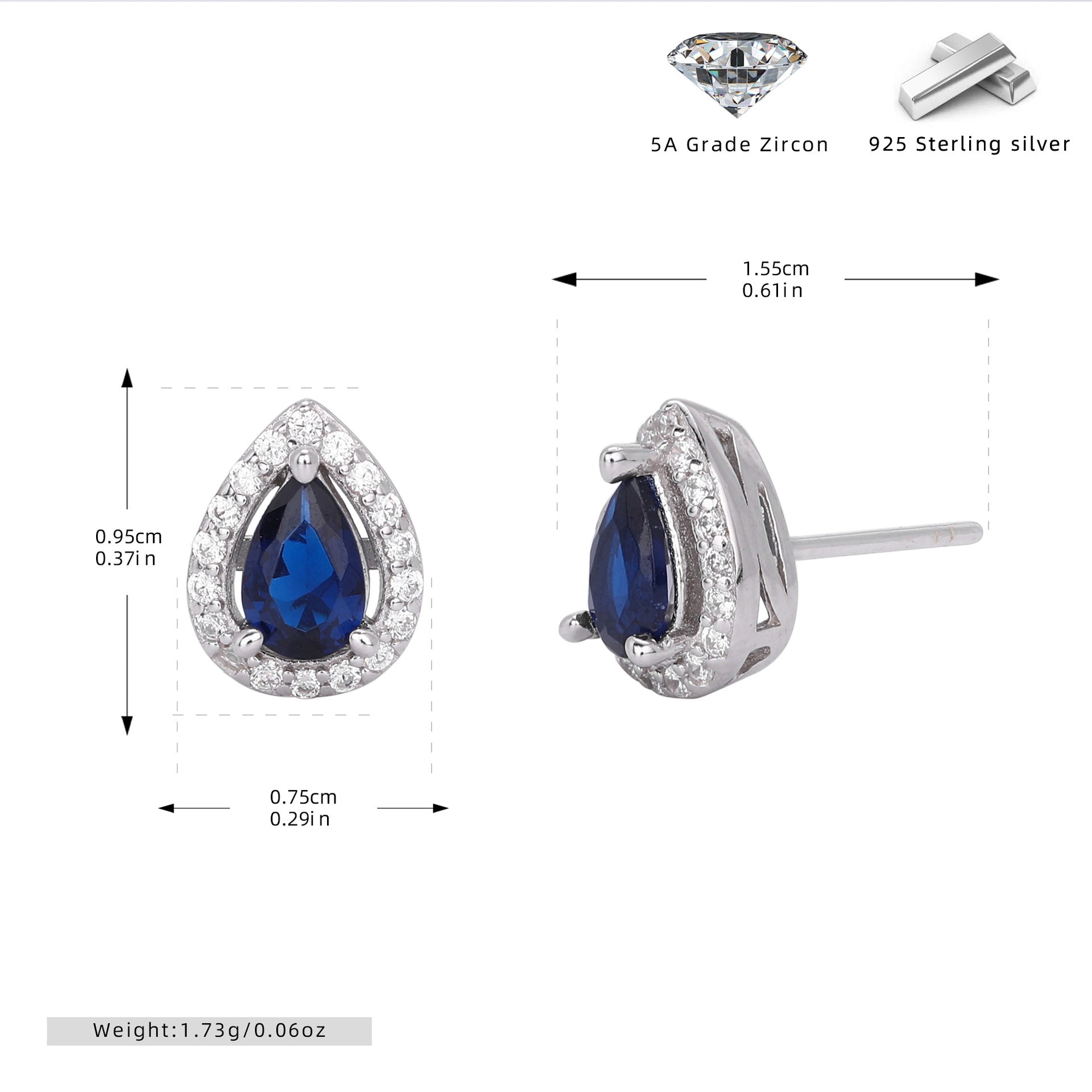 Damen Halskette mit tropfenförmigem Zirkonanhänger aus 925 Sterlingsilber und elegantem Design Shop Nory