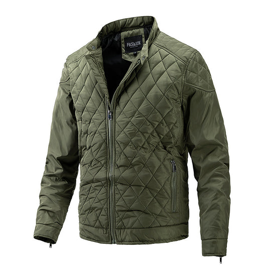 Herren gesteppte Übergangsjacke mit Diamantstepp, Stehkragen und Reißverschluss Shop Nory