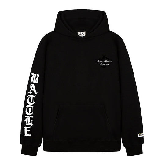 Unisex Oversize-Kapuzenpullover mit Gothic-Ärmelprint und Kängurutasche Shop Nory