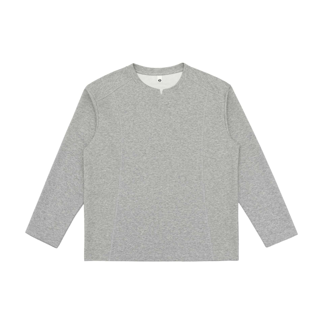 Damen Feines Baumwoll-Langarmshirt mit geradem Saum und Ziernaht-Detail Shop Nory