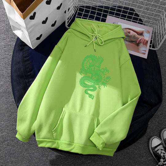 Unisex nan Kapuzenpullover mit detailreichem Drachenmotiv, Oversize‑Schnitt und Kängurutasche Shop Nory