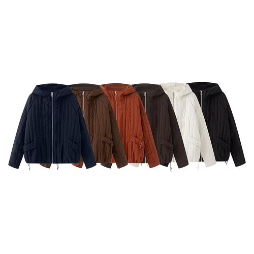 Damen Steppjacke mit Kapuze, Tunnelzug und weitem Schnitt Shop Nory