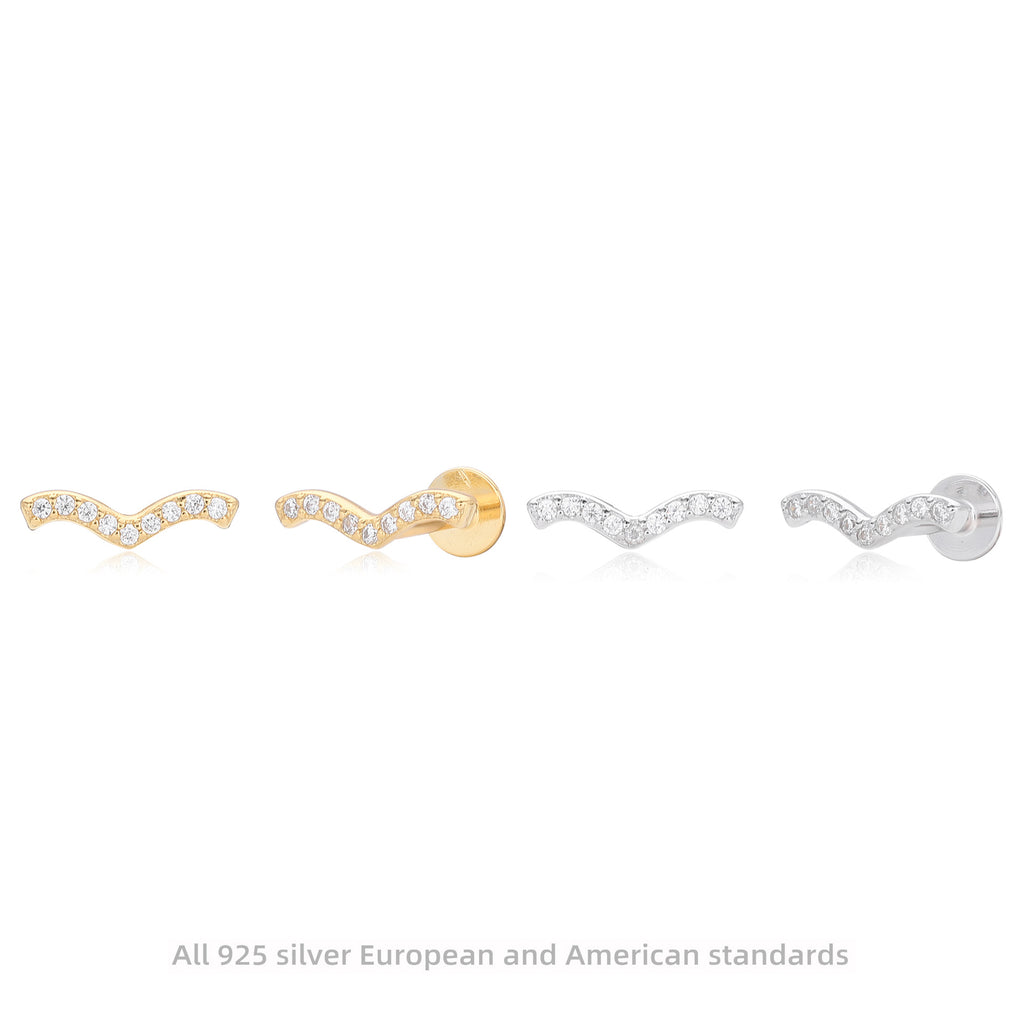 Damen Ohrstecker in modernem Schwungdesign mit funkelnden Zirkonia aus hochwertigem 925 Sterlingsilber Shop Nory