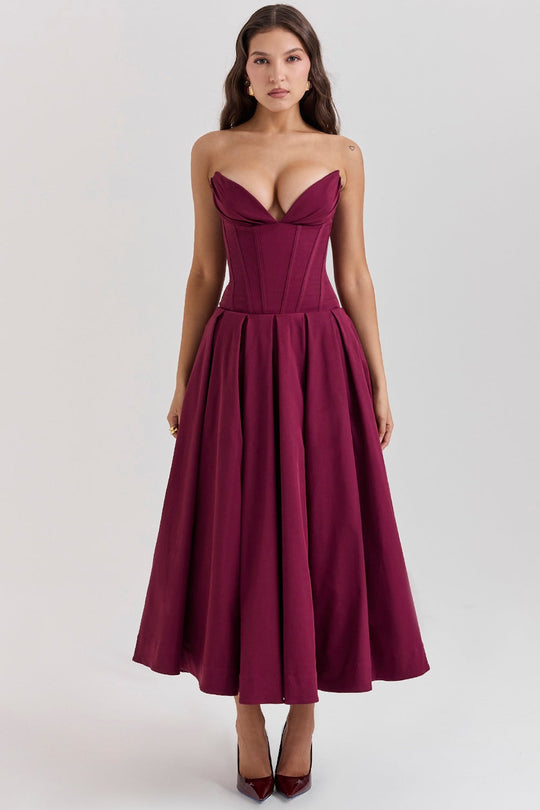 Damen A-Linien Abendkleid mit Korsett-Oberteil und schwingendem Rock