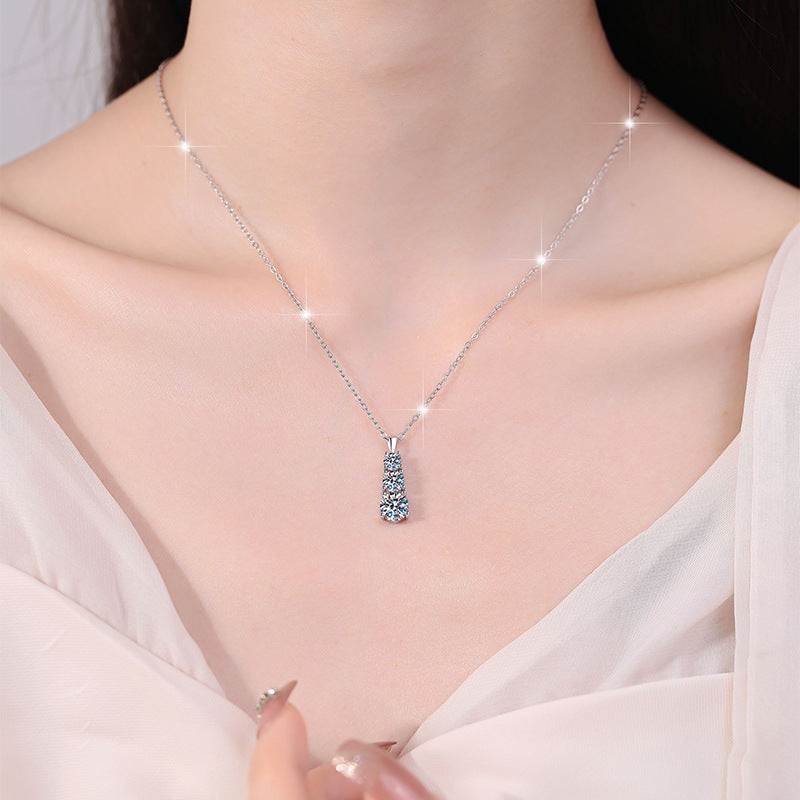 Damen Halskette mit dreifachem Kristall-Anhänger Shop Nory