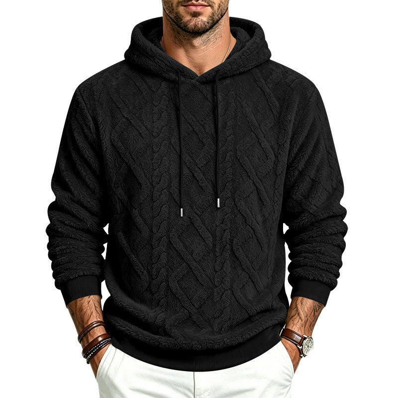 Herren Kuscheliger Sherpa-Kapuzenpullover mit Zopfstruktur und Rippbündchen Shop Nory