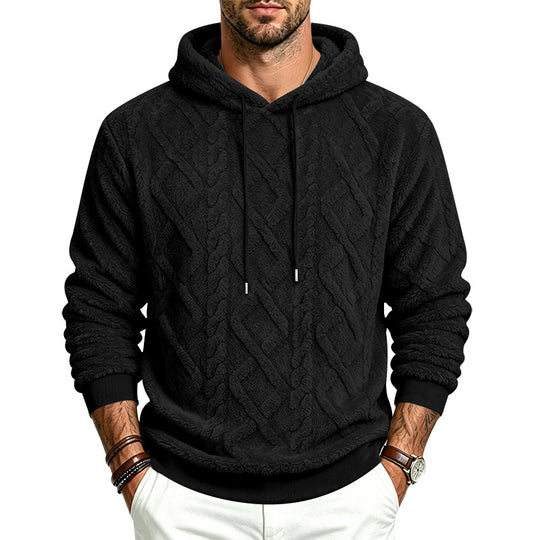 Herren Kuscheliger Sherpa-Kapuzenpullover mit Zopfstruktur und Rippbündchen Shop Nory