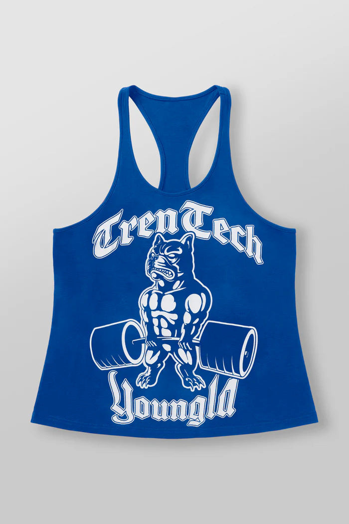 Herren nan figurbetontes Fitness-Tanktop mit Bulldoggen-Grafik und extra tiefen Armausschnitten