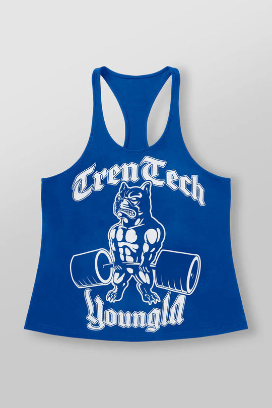 Herren nan figurbetontes Fitness-Tanktop mit Bulldoggen-Grafik und extra tiefen Armausschnitten