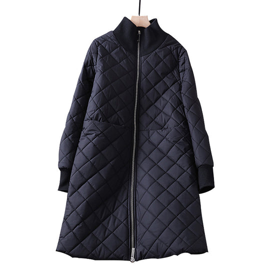 Damen Modisch gesteppter Long-Mantel Shop Nory