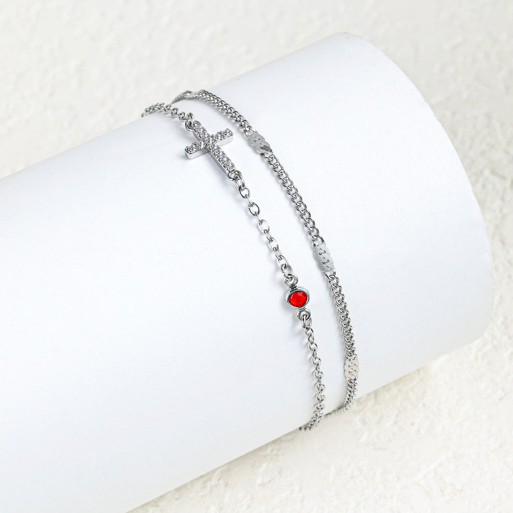 Damenarmband mit christlichem Kreuz und funkelnden Strasssteinen Shop Nory