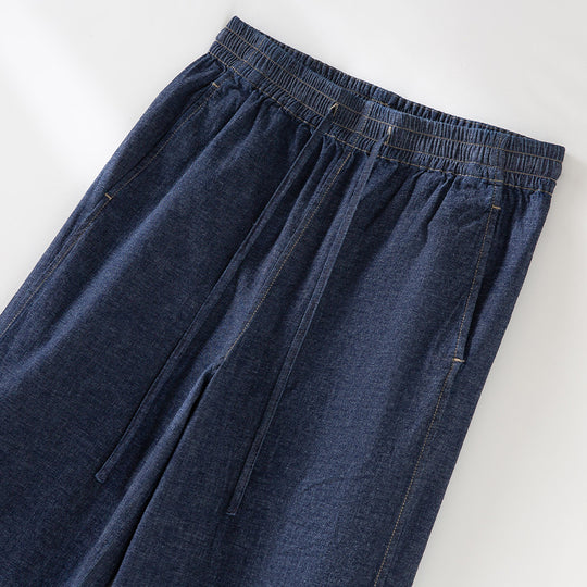 Damen Weite Jeanshose mit elastischem Bund und Tunnelzug Shop Nory