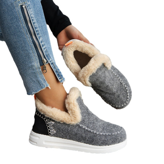 Damen Gefütterte Wollfilz-Hausschuh-Boots mit Kunstfellkragen Shop Nory