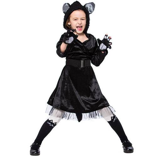 Mädchen Katzenkostüm mit Kapuze und detaillierten Accessoires Shop Nory