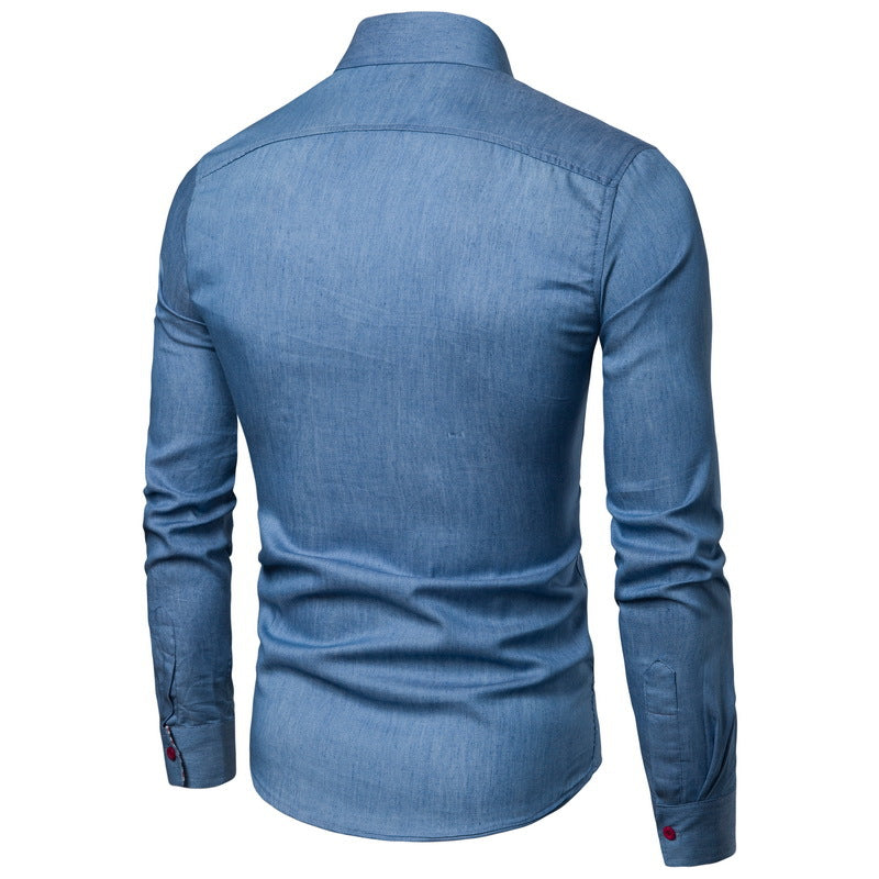 Herren klassisches Denim-Hemd mit kontrastierenden Akzenten