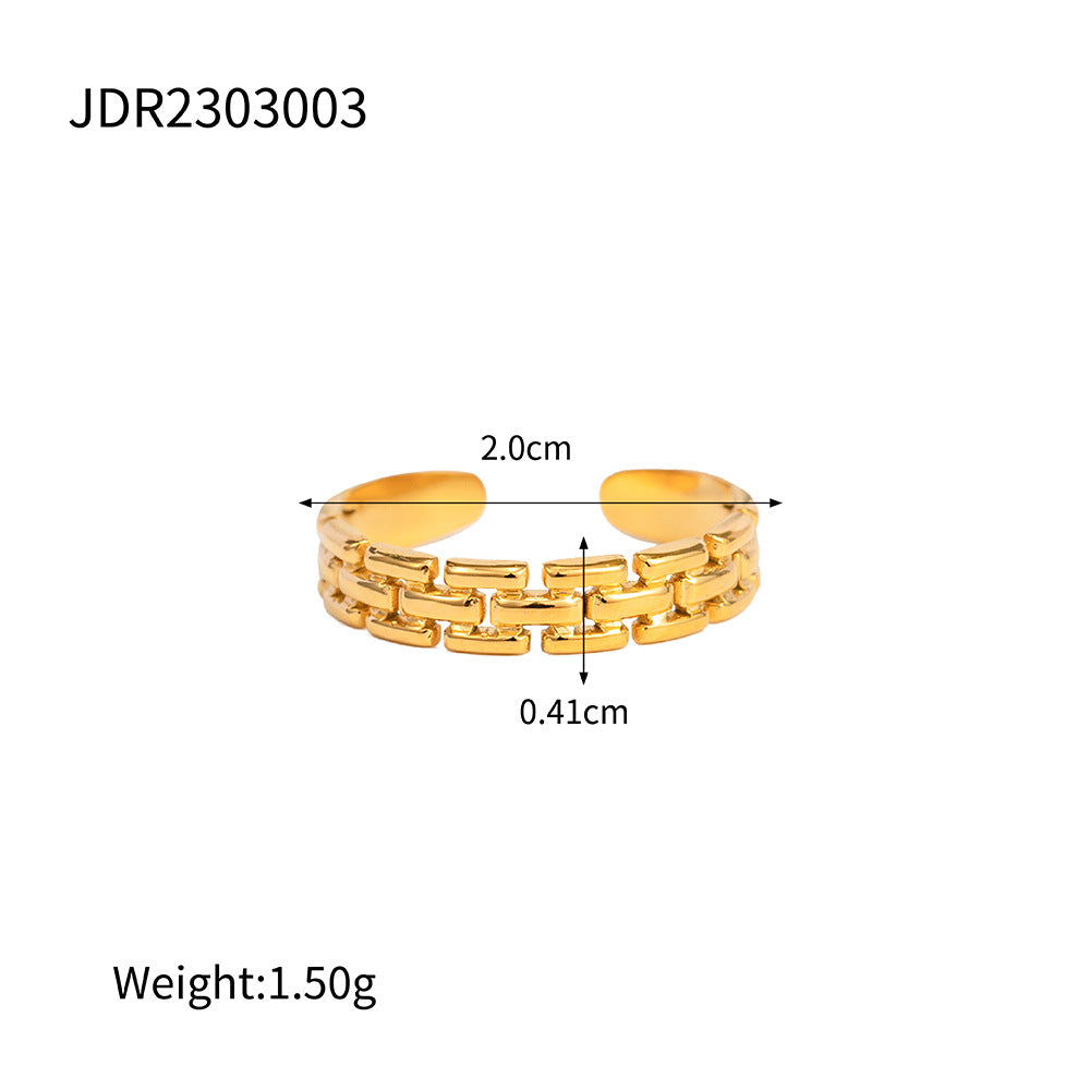 Damen Offener Ring mit modernem Kettenmuster und hypoallergener Edelstahlverarbeitung Shop Nory