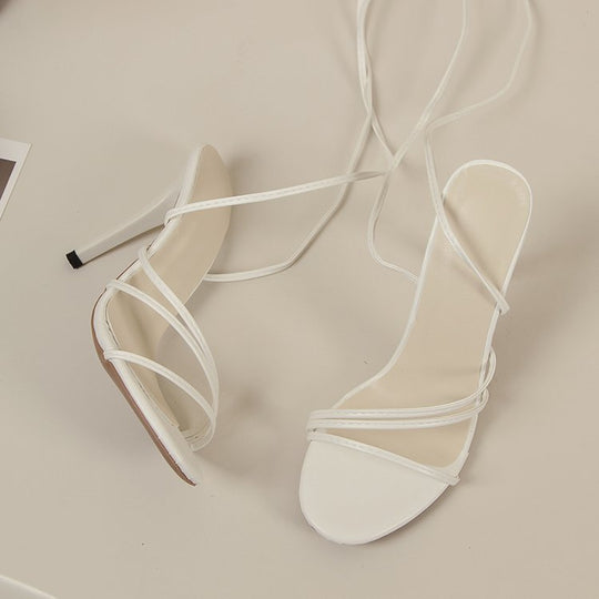 Damen Hochhackige Riemchen-Sandalen mit eleganter Schnürung