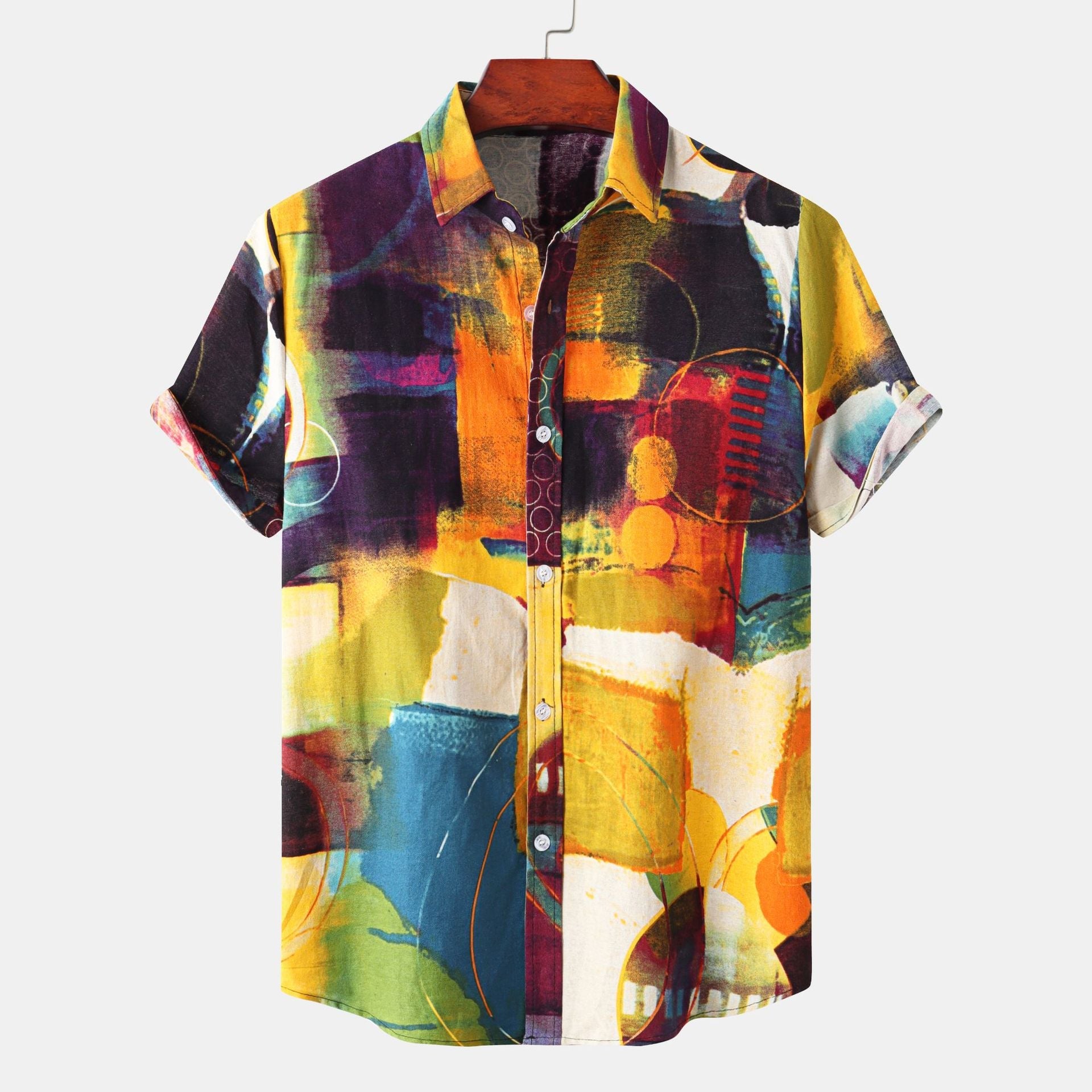 Herren Kurzarmhemd mit kreativem Abstract-Design Shopnory
