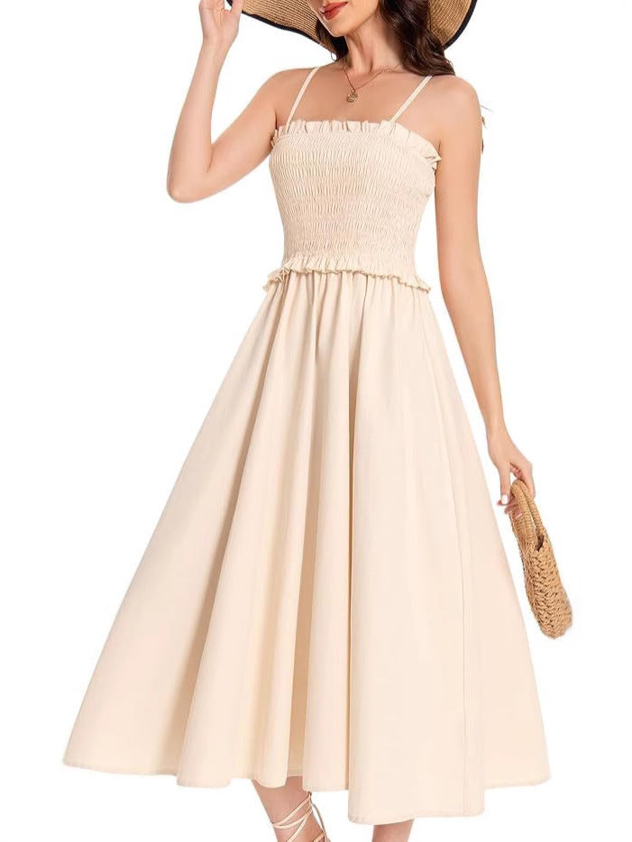 Damen Maxikleid mit geschnürtem Oberteil und fließendem Rock