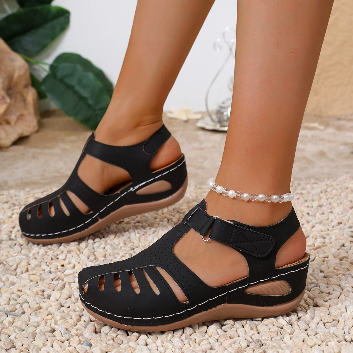 Damen Komfortable Sandalen mit anatomischem Fußbett und verstellbarem Riemendesign