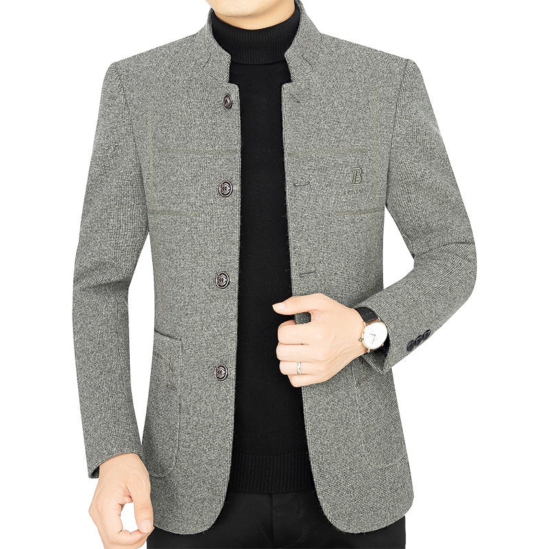 Herren Kurzmantel-Blazer mit Stehkragen und dekorativen Ziernähten Shop Nory
