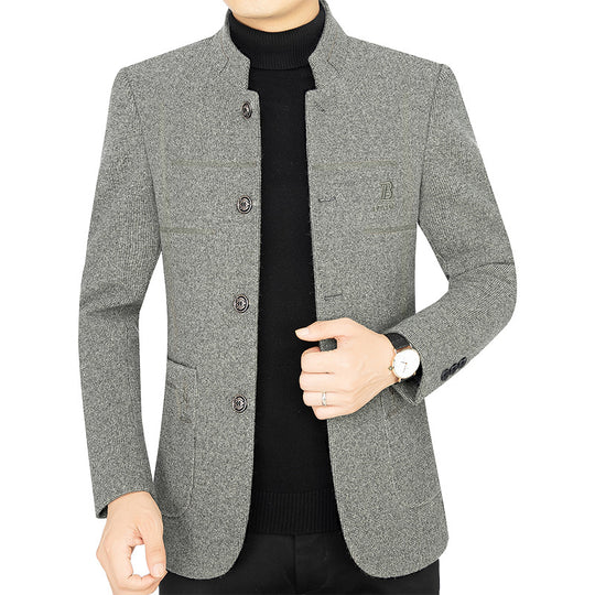 Herren Kurzmantel-Blazer mit Stehkragen und dekorativen Ziernähten Shop Nory