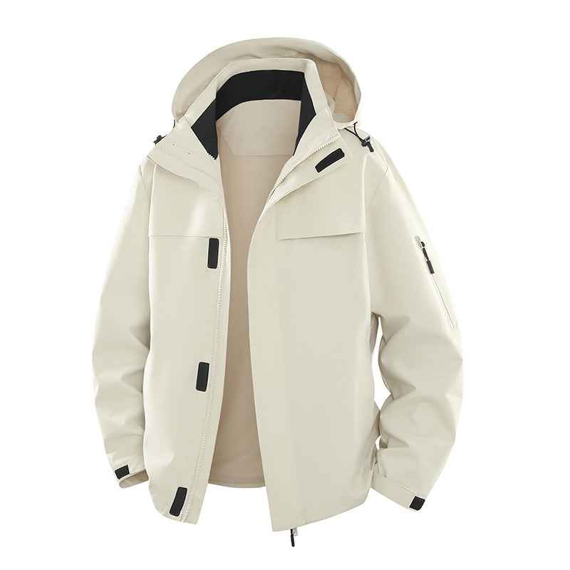 Herren Urbaner Softshell-Outdoorblouson mit Kapuze, verdecktem Reißverschluss und Mehrfach-Taschen Shop Nory
