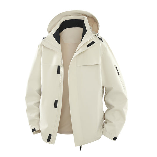 Herren Urbaner Softshell-Outdoorblouson mit Kapuze, verdecktem Reißverschluss und Mehrfach-Taschen Shop Nory