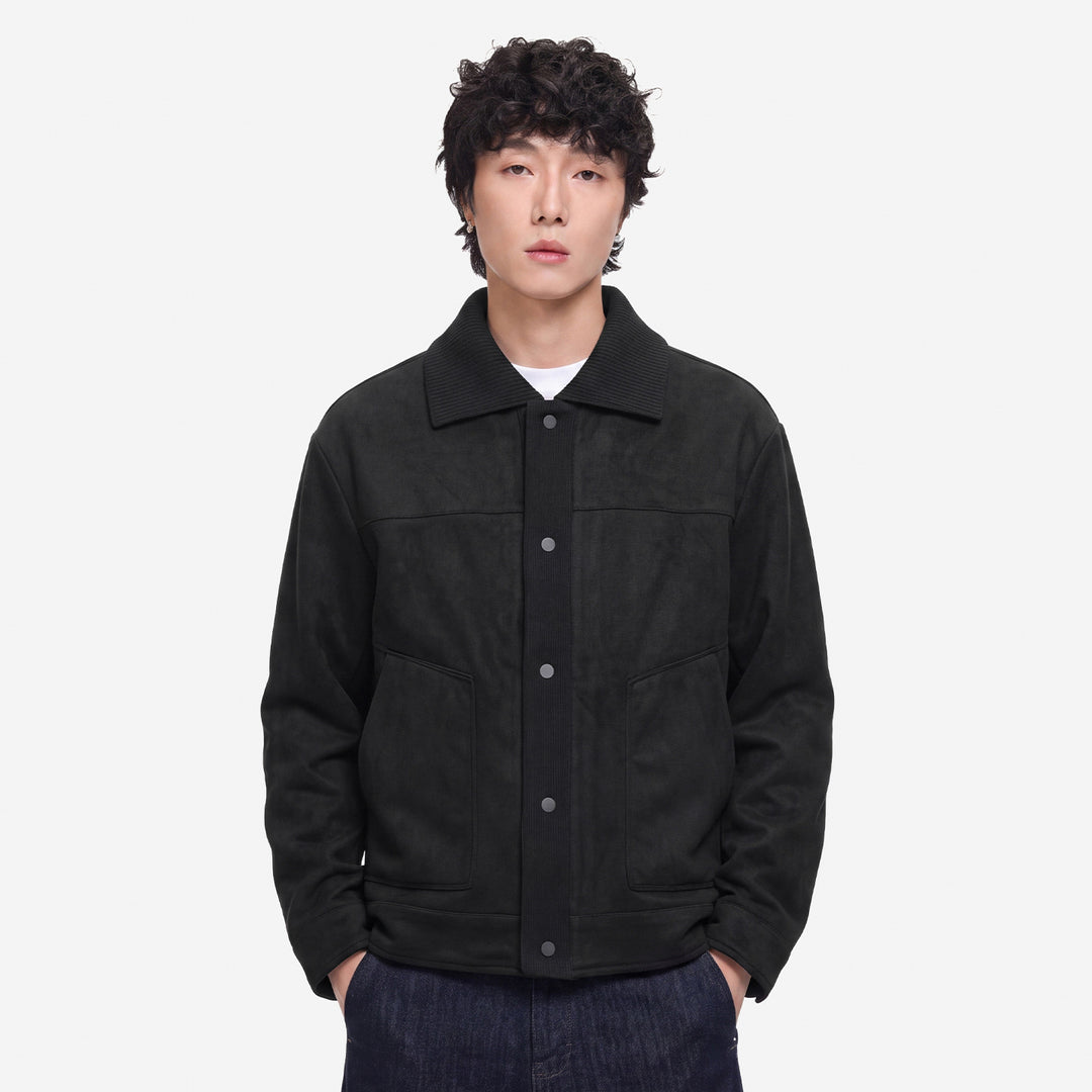 Herren Overshirt-Jacke im Wildlederlook mit Rippkragen und Druckknopfleiste Shop Nory