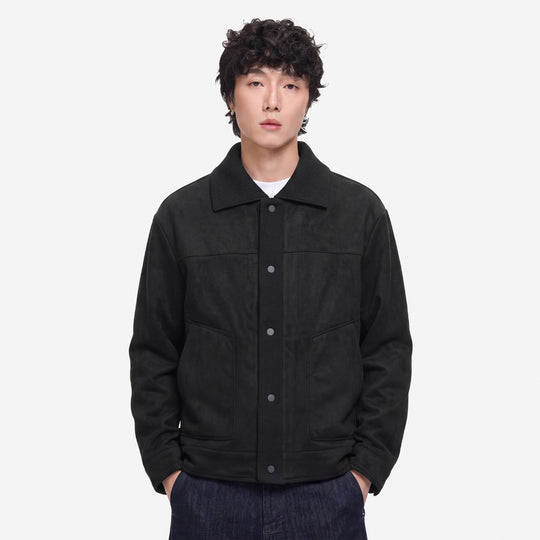 Herren Overshirt-Jacke im Wildlederlook mit Rippkragen und Druckknopfleiste Shop Nory