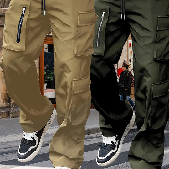 Herren weite Utility-Cargohose mit Tunnelzugbund, multifunktionalen Taschen & Reißverschlusstasche Shop Nory