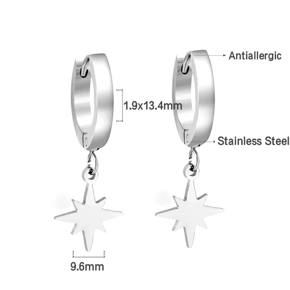 Damen Hängende Ohrstecker mit Sternmotiv aus antiallergischem Edelstahl Shop Nory
