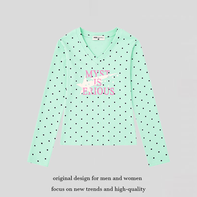 Damen Langarmshirt aus Baumwolljersey mit Pünktchenmuster und Statement-Sternprint Shop Nory