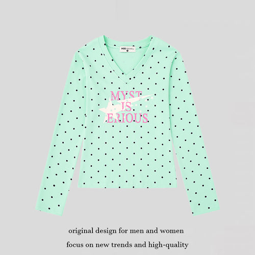 Damen Langarmshirt aus Baumwolljersey mit Pünktchenmuster und Statement-Sternprint Shop Nory