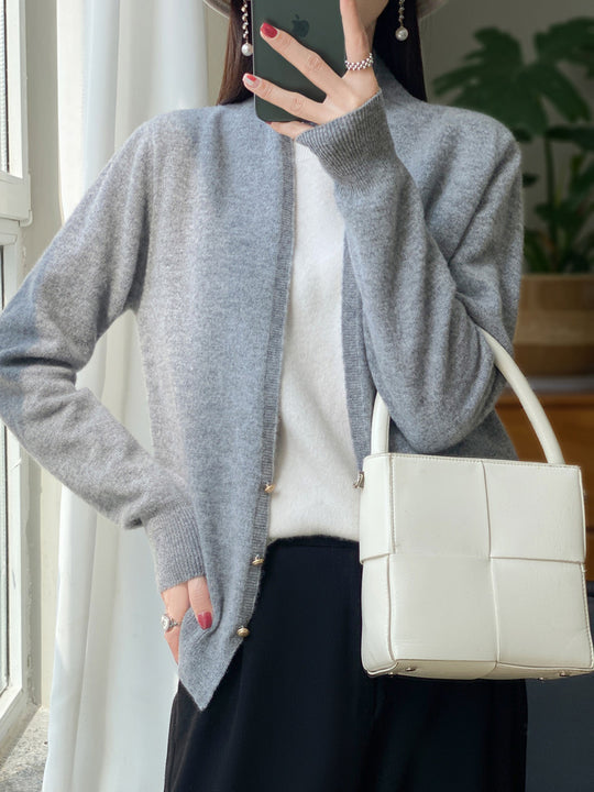 Damen Offener Feinstrick-Cardigan im Mohair‑Look mit geradem Saum und schmalen Bündchen Shop Nory